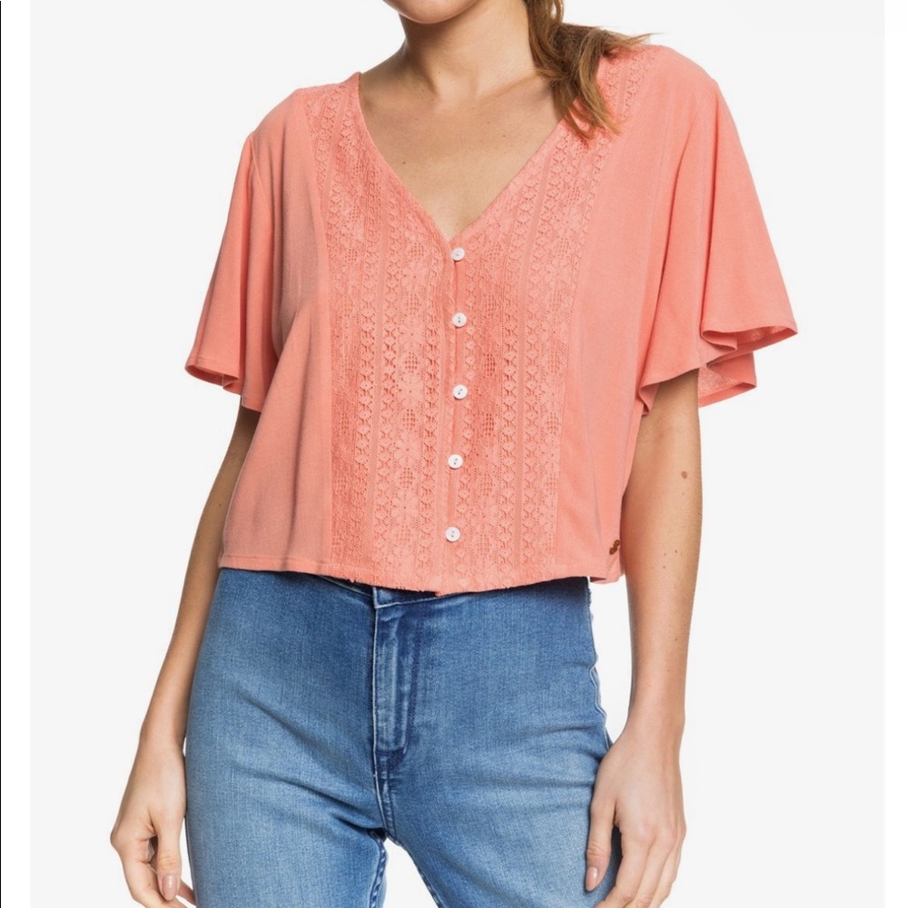 Hanging Moon Cropped Buttoned V-Neck Top for Women